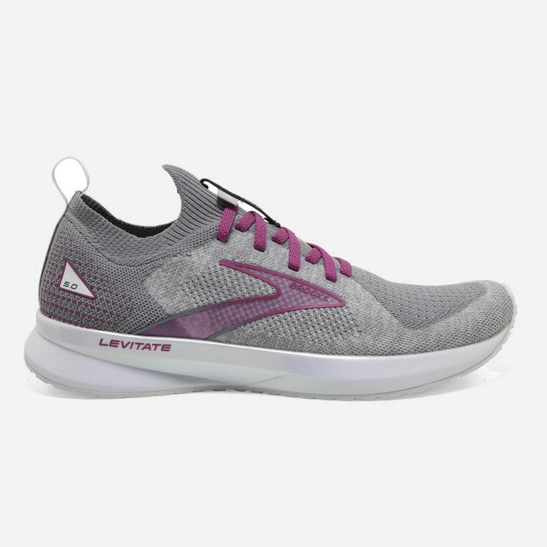 Brooks Levitate Stealthfit 5 Australia - Women's Energy Return Road Running Shoes - White/Grey/Baton